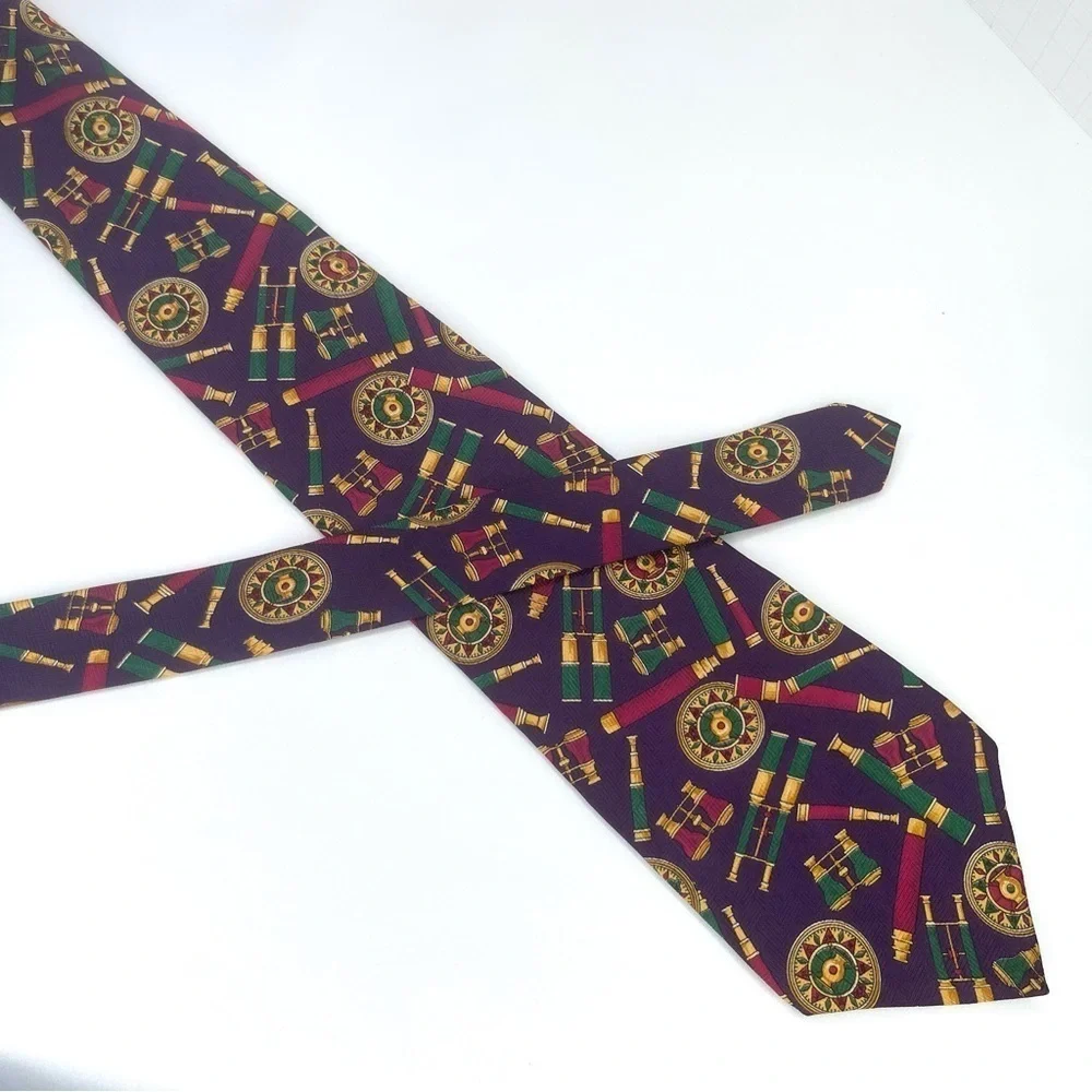 Tommy Hilfiger Tie Binoculars Print Purple Gold
